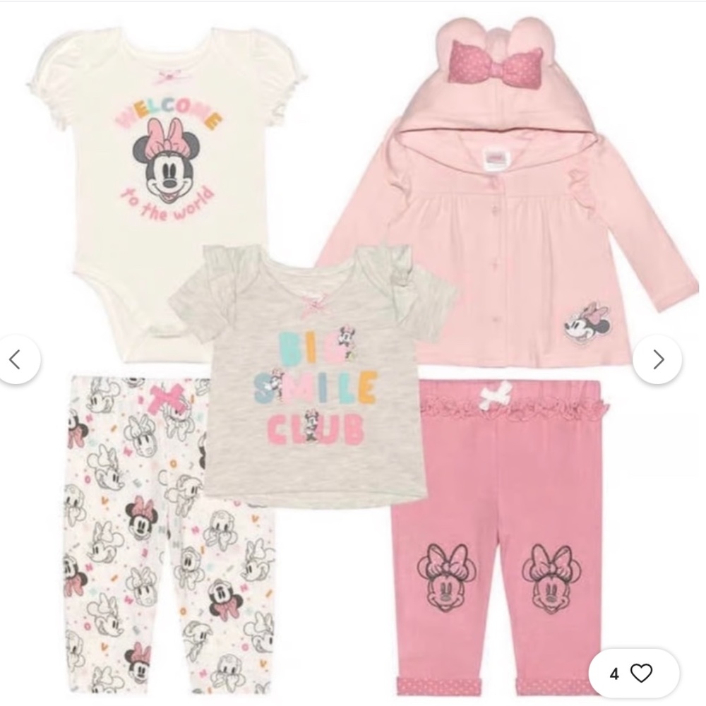 DISNEY BABY:  Baby Girl's Minnie Mouse 5pc Set Layette Set
